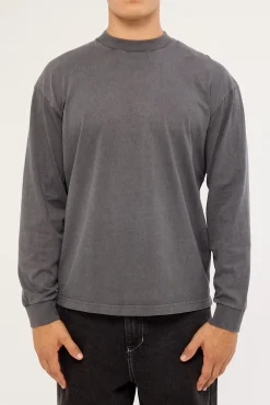 Organic Boxy Long Sleeve Tee Washed Black