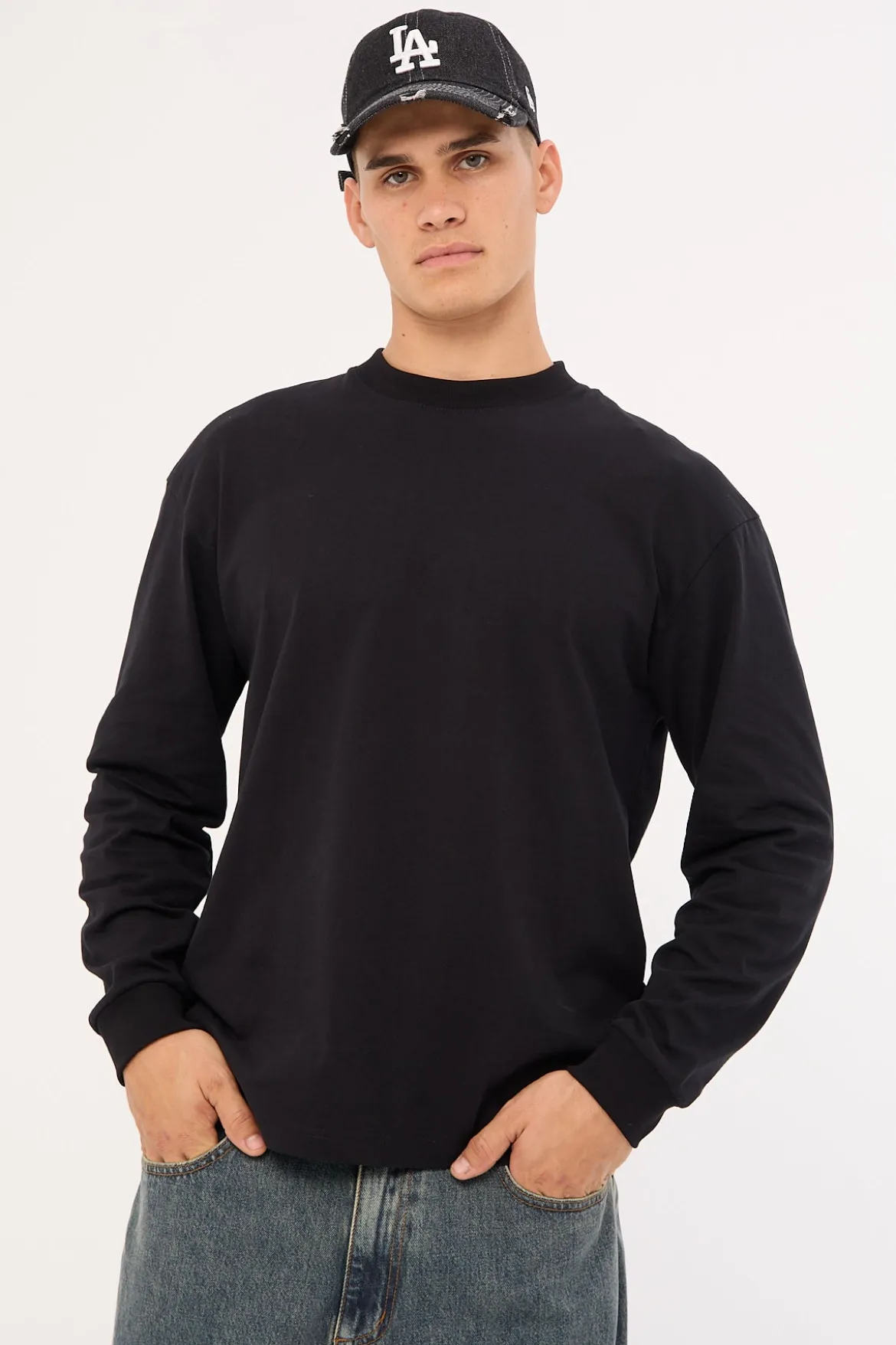Organic Boxy Long Sleeve Tee Black
