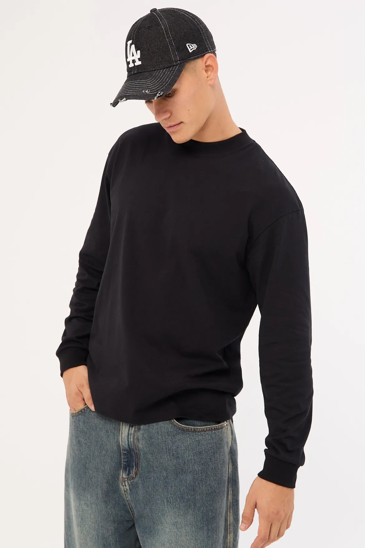 Organic Boxy Long Sleeve Tee Black