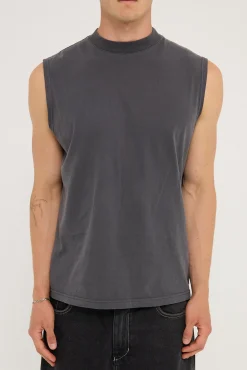 Organic Boxy Muscle Tank Washed Black