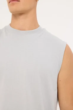 Organic Boxy Muscle Tank Ice Grey