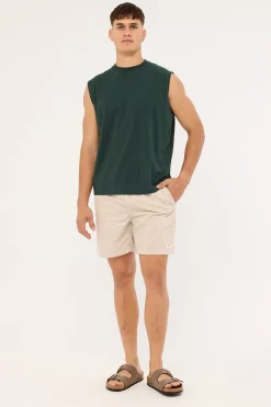 Organic Boxy Muscle Tank Forest Green