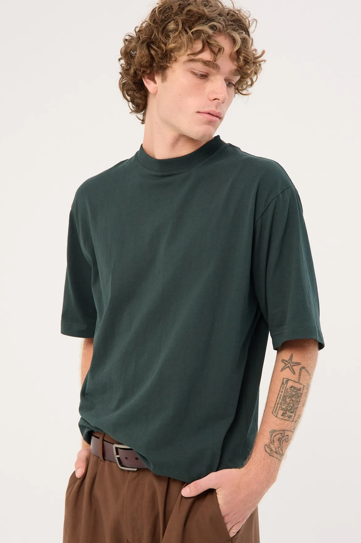 Organic Boxy Tee Forest Green