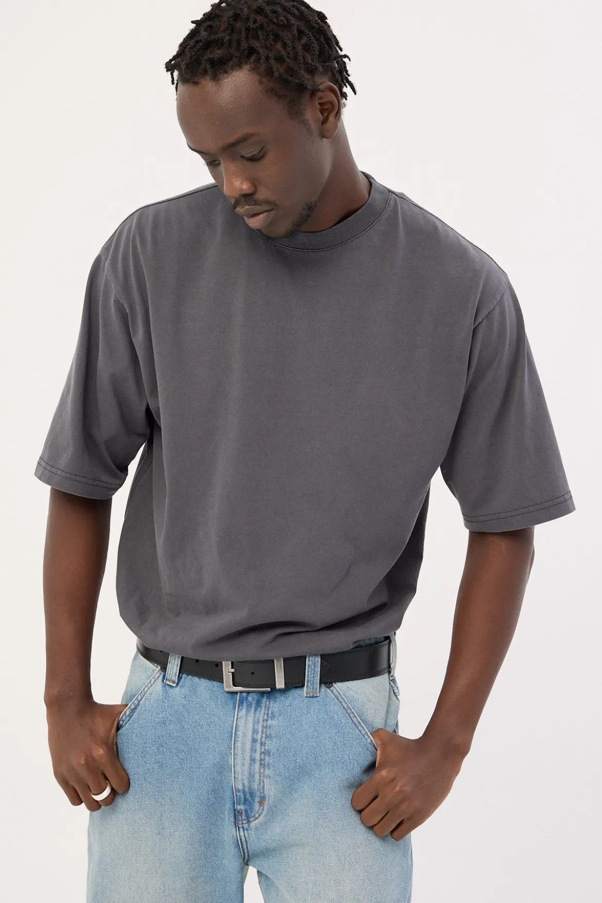 Organic Boxy Tee Washed Black