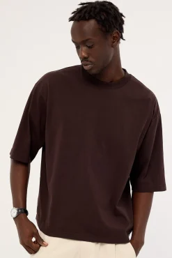 Organic Cropped Street Tee Coffee Brown