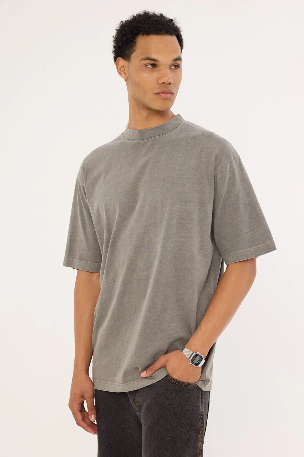 Organic Oversize Tee Acid Grey