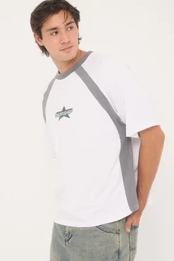 Orion Oversize Raglan Tee White/Steel Grey