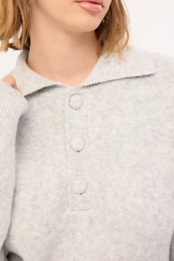 Orla Button Collar Knit Jumper Grey
