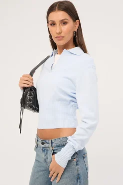 Oscar Collar Knit Jumper Blue