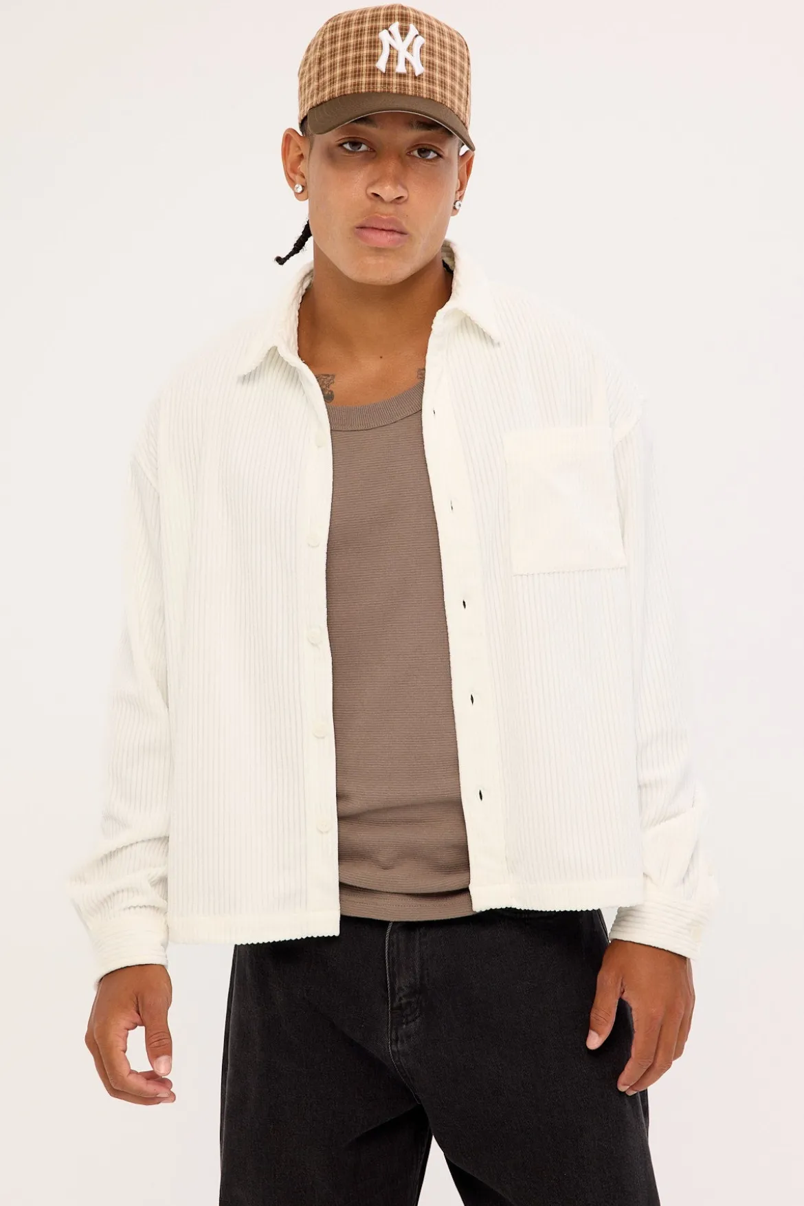 Otis Cropped Cord Overshirt Off White