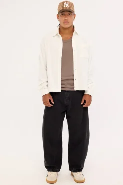Otis Cropped Cord Overshirt Off White