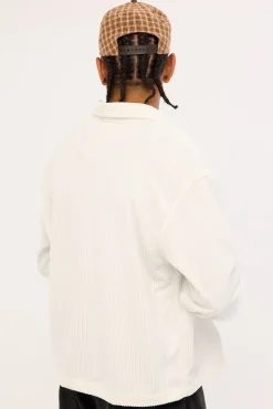 Otis Cropped Cord Overshirt Off White