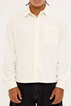 Otis Cropped Cord Overshirt Off White