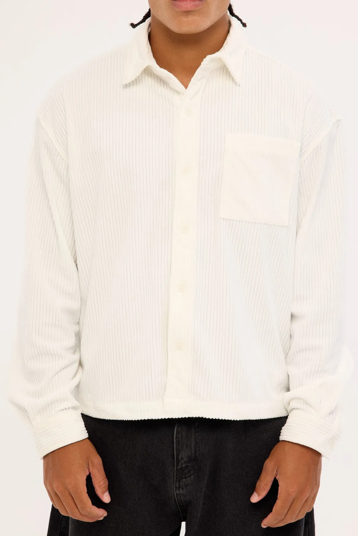 Otis Cropped Cord Overshirt Off White