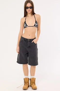 Oval Denim Shorts Washed Black