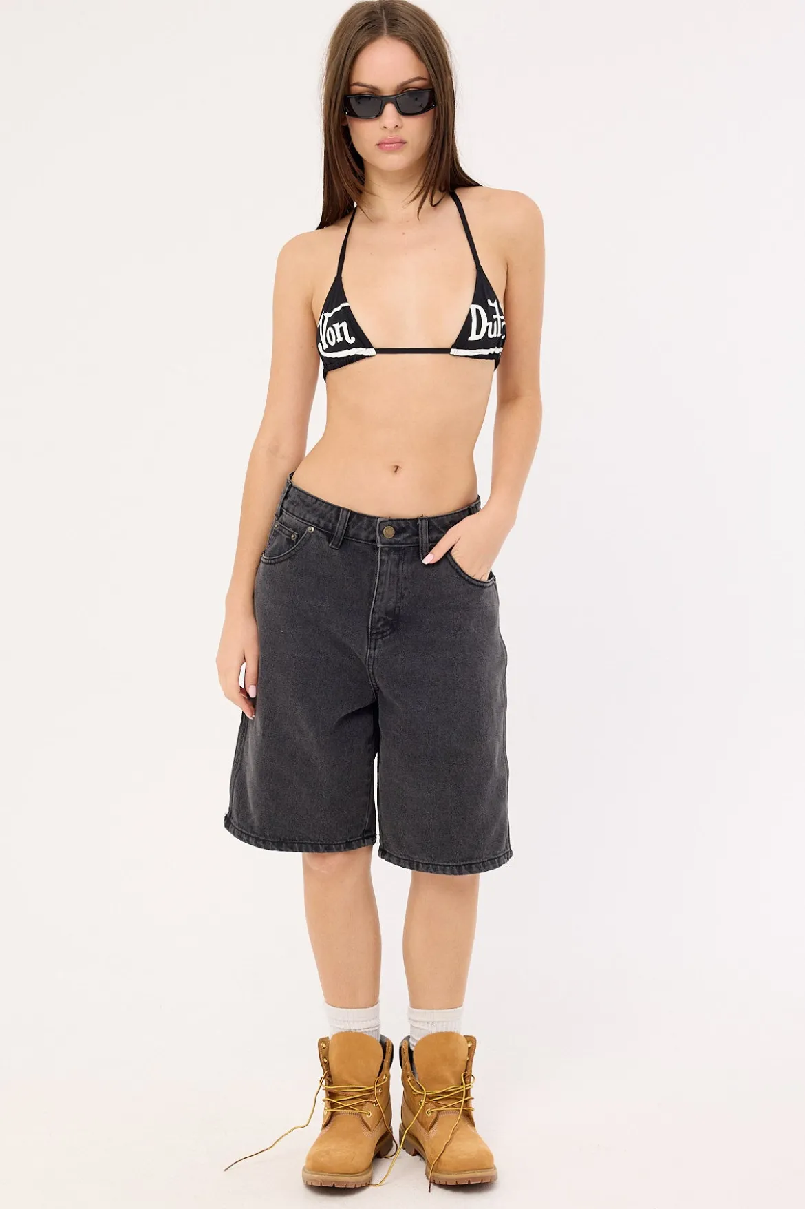 Oval Denim Shorts Washed Black