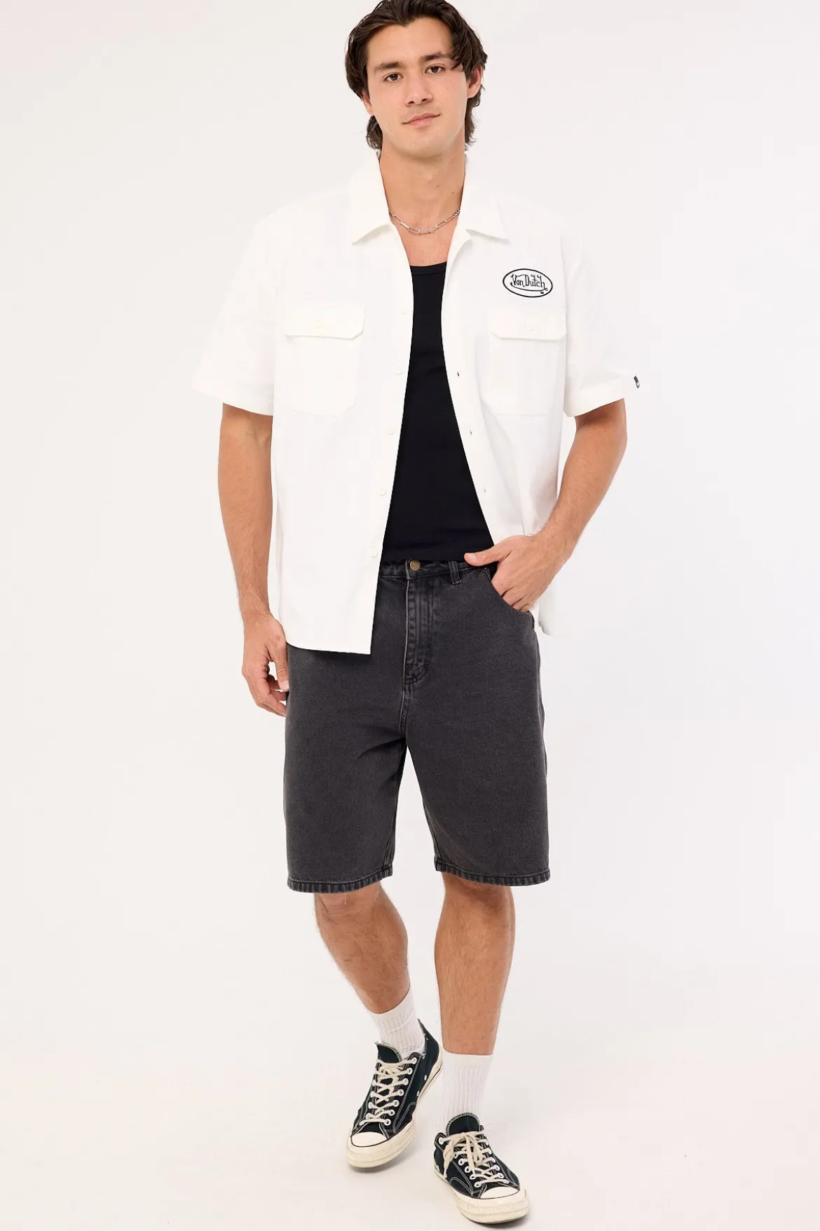 Oval Denim Shorts Washed Black