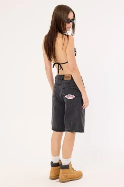 Oval Denim Shorts Washed Black