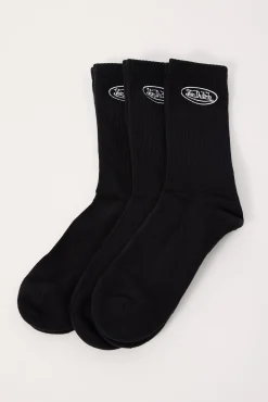 Oval Logo Sock 3 Pack Black