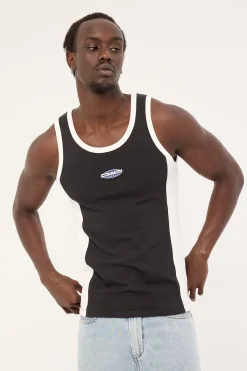Oval Panel Singlet Washed Black