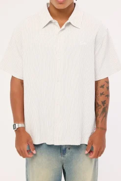 Oxford Script SS Shirt White Stripe
