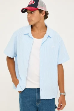 Oxford Script SS Shirt White/Blue Stripe