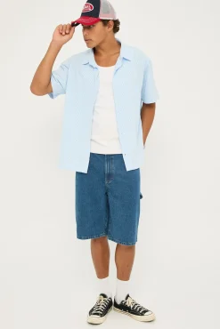 Oxford Script SS Shirt White/Blue Stripe
