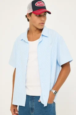 Oxford Script SS Shirt White/Blue Stripe