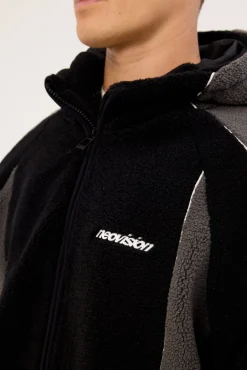 Ozone Hooded Sherpa Jacket Black/Grey