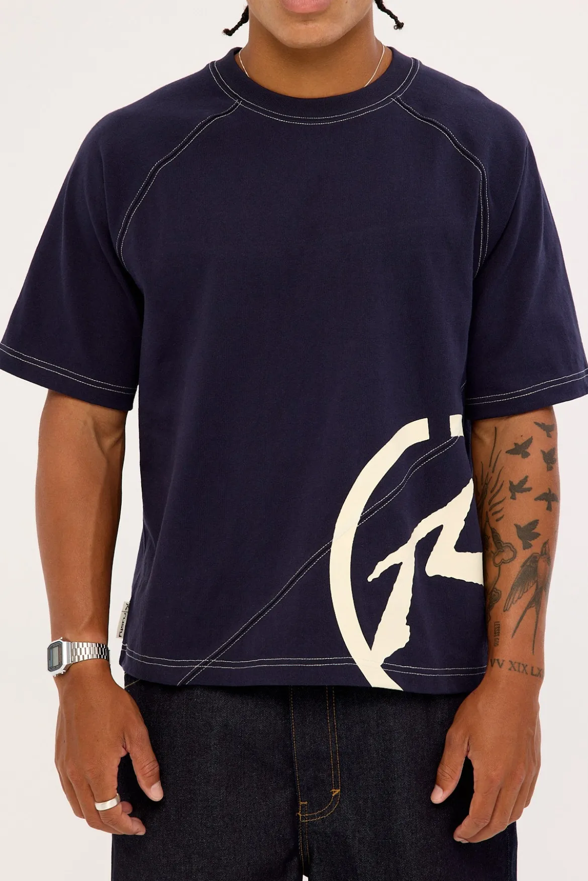 Pablo Cropped Heavy Tee Navy
