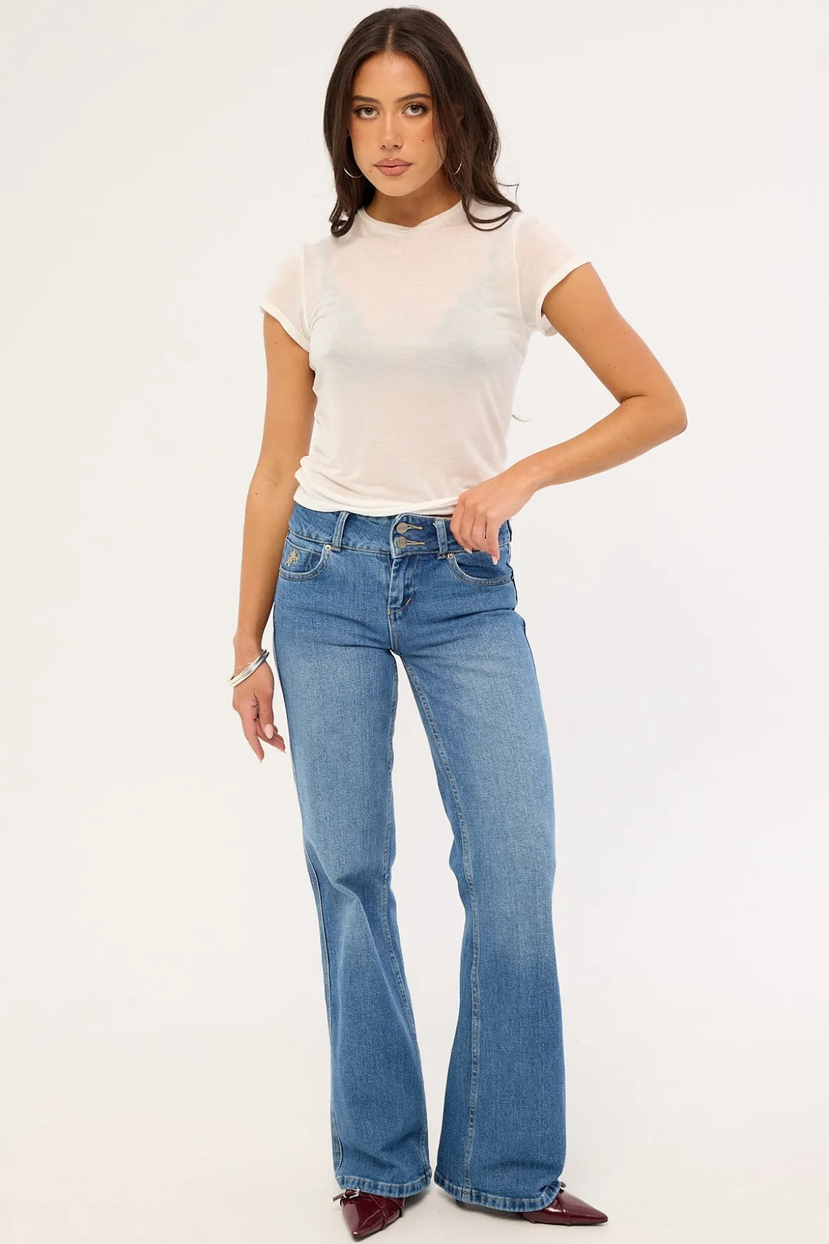 Padlock Bootcut Low Rider Faded Sky High Blue Denim