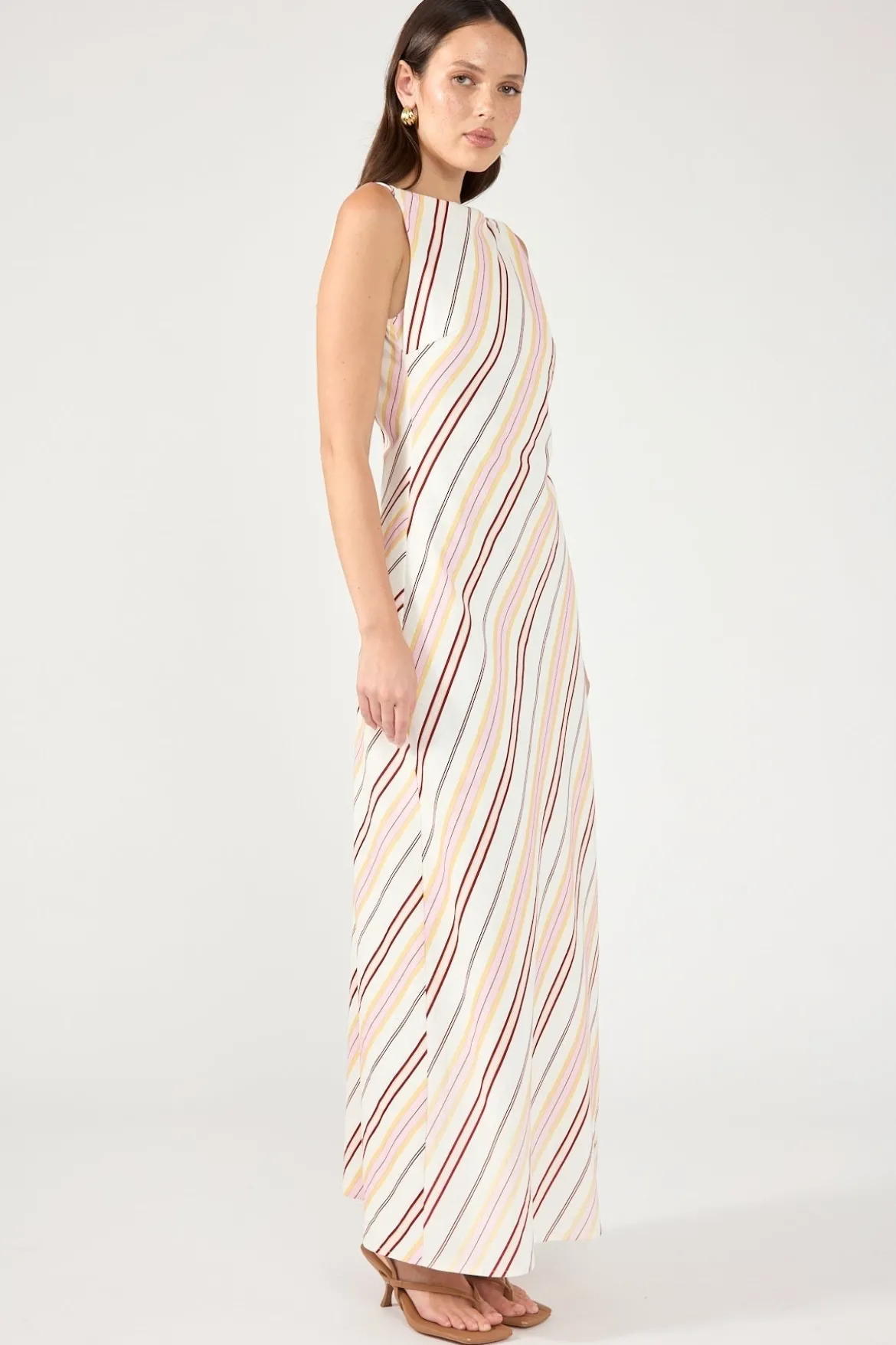 Palermo Boat Neck Stripe Maxi Dress Multi Stripe