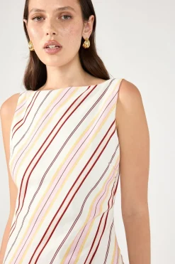 Palermo Boat Neck Stripe Maxi Dress Multi Stripe