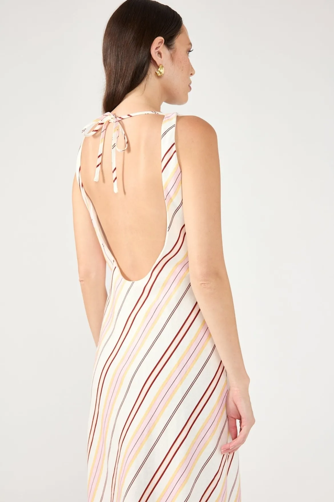 Palermo Boat Neck Stripe Maxi Dress Multi Stripe