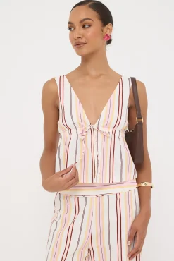 Palermo Tie Up Stripe Top Multi Stripe