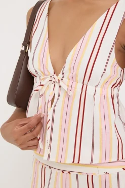 Palermo Tie Up Stripe Top Multi Stripe