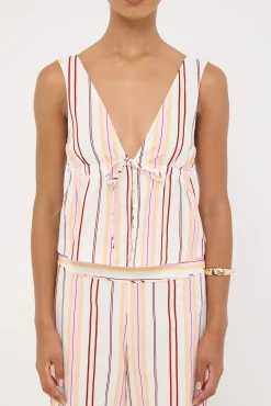 Palermo Tie Up Stripe Top Multi Stripe