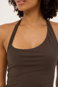 Palma Halter Midi Dress Brown