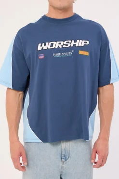 Panorama Oversize Panel Tee Blue