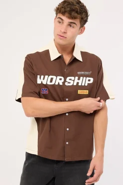 Panorama Short Sleeve Work Shirt Dark Choc Brown