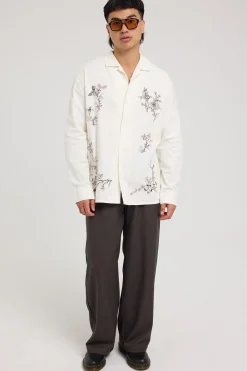 Paradise Embroidered Long Sleeve Shirt Natural