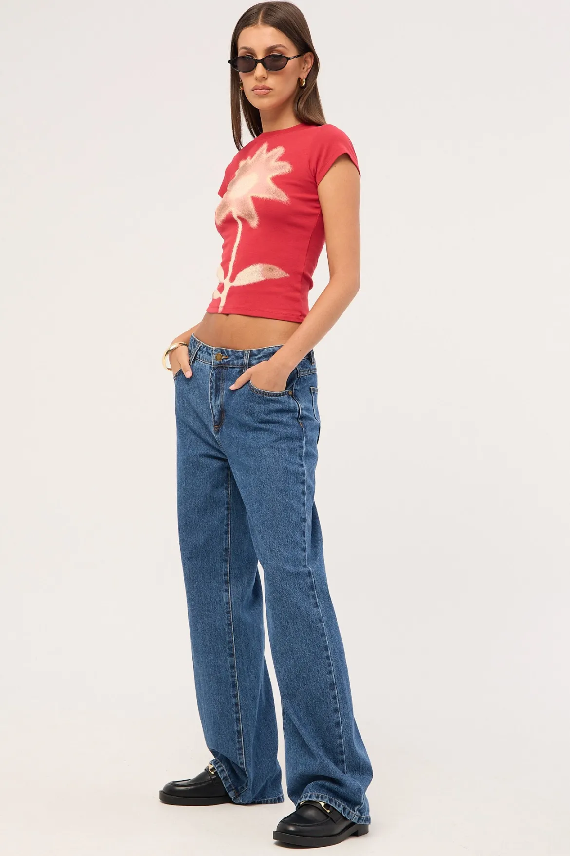Parker Mid Rise Baggy Jean Vintage Rinse Blue