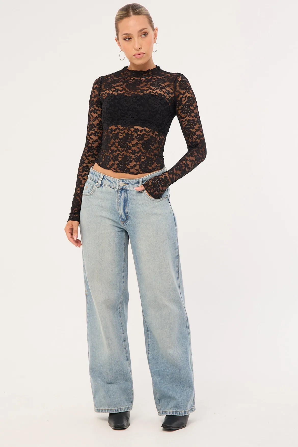 Parker Petite Low Rise Baggy Jean Faded Pearl Blue