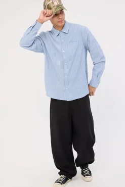Patch Stripe LS Shirt Blue