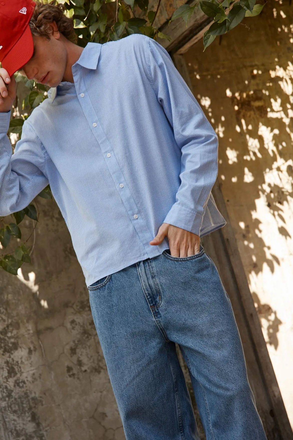 Pathfinder Boxy Long Sleeve Shirt Blue/White Stripe