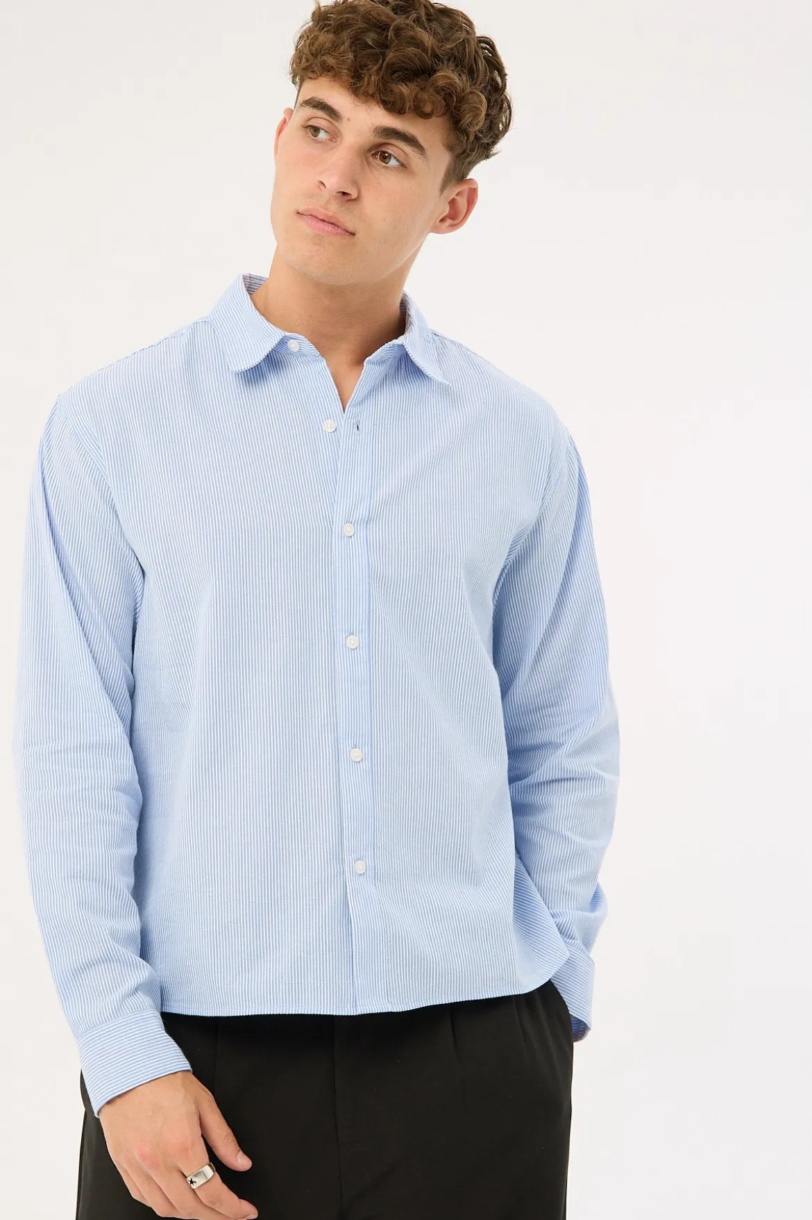 Pathfinder Boxy Long Sleeve Shirt Blue/White Stripe