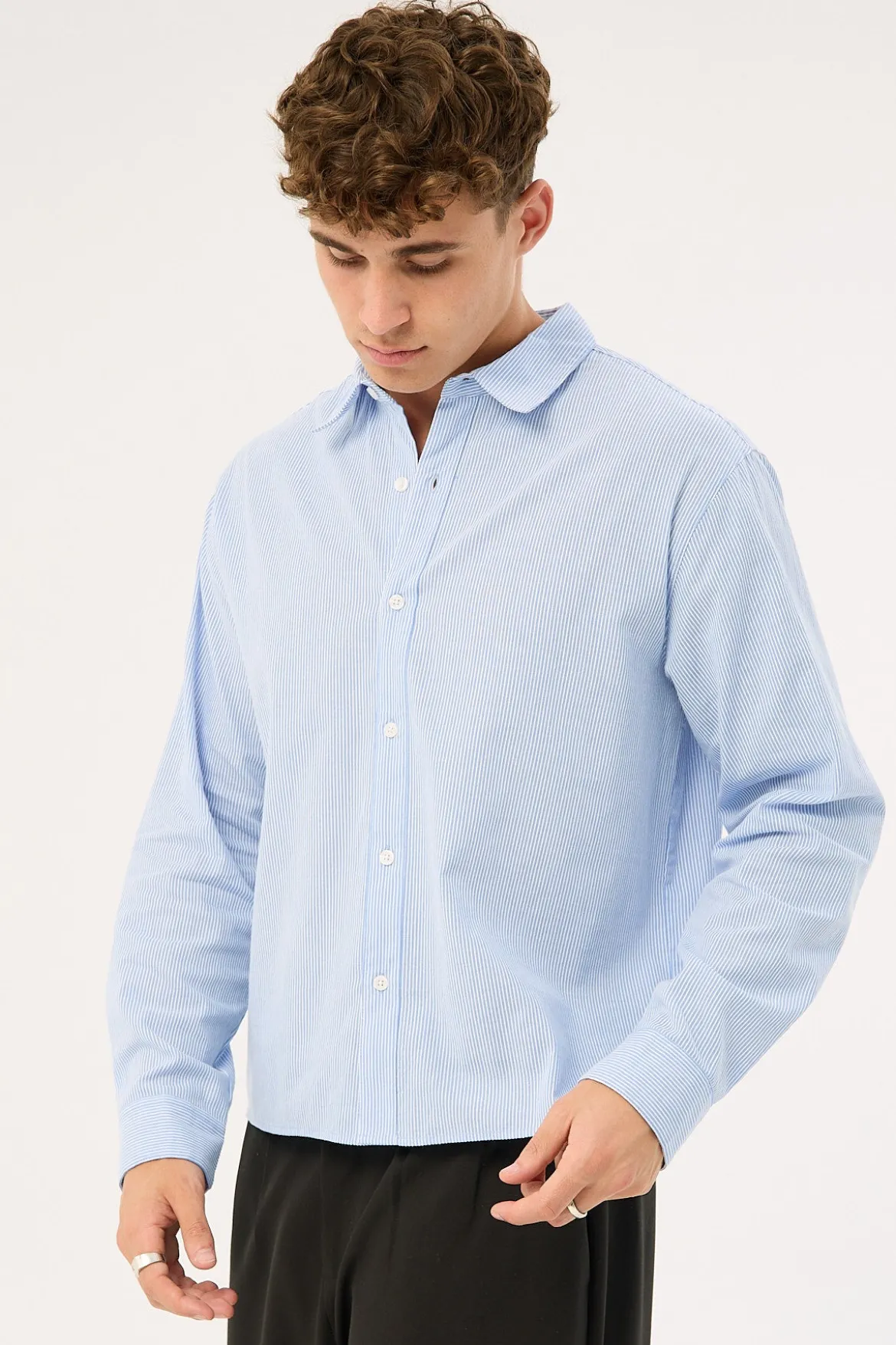 Pathfinder Boxy Long Sleeve Shirt Blue/White Stripe