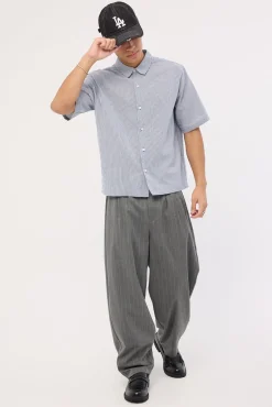 Pathfinder Organic Cropped Boxy Shirt Navy Stripe