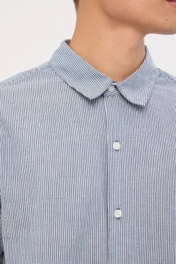 Pathfinder Organic Cropped Boxy Shirt Navy Stripe
