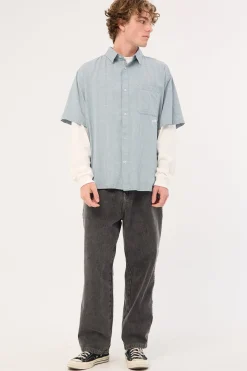 Pay N Spray Short Sleeve Check Shirt China Blue